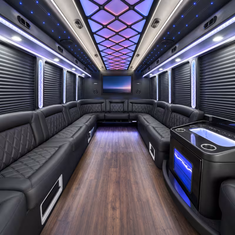 15 Passenger Party Bus Interior
