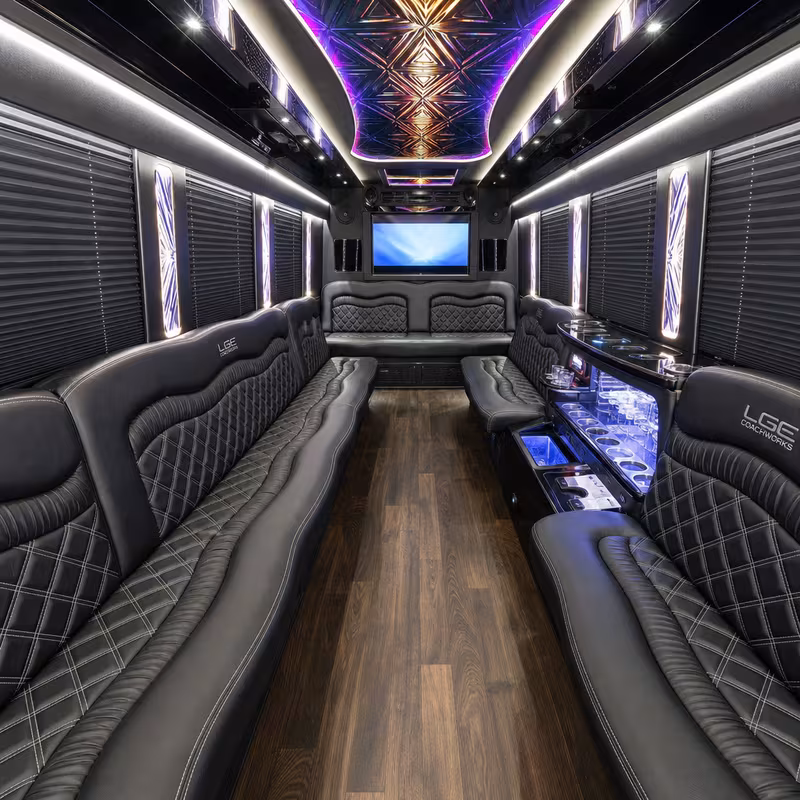 15 Passenger Party Bus Interior