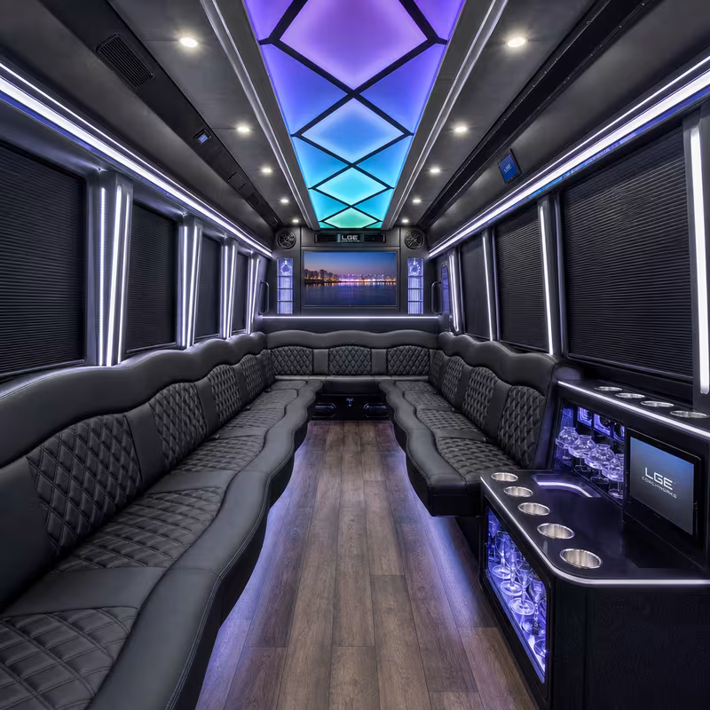 18 Passenger Party Bus Inside
