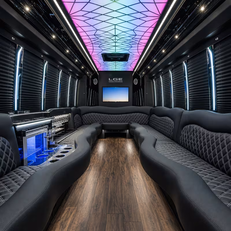 18 Passenger Party Bus Interior