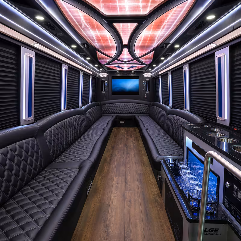 20 Passenger Party Bus Interior
