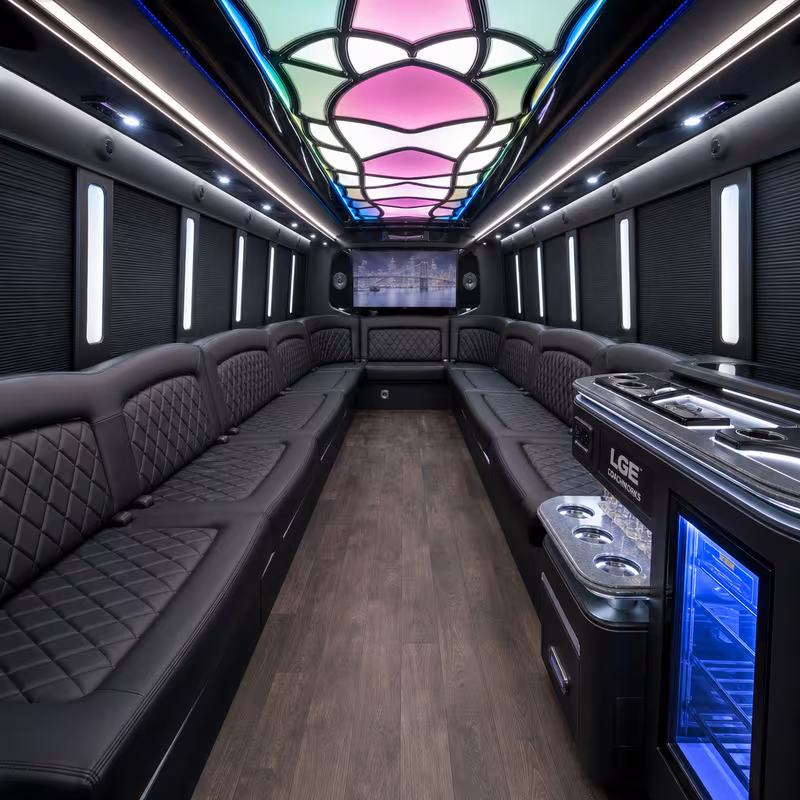 25 Passenger Party Bus Interior