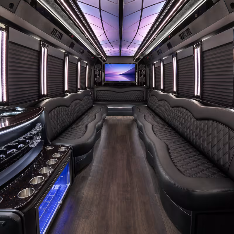 28 Passenger Party Bus Interior
