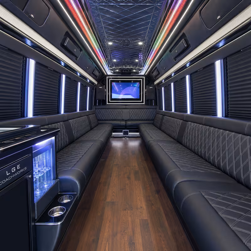 28 Passenger Party Bus Interior