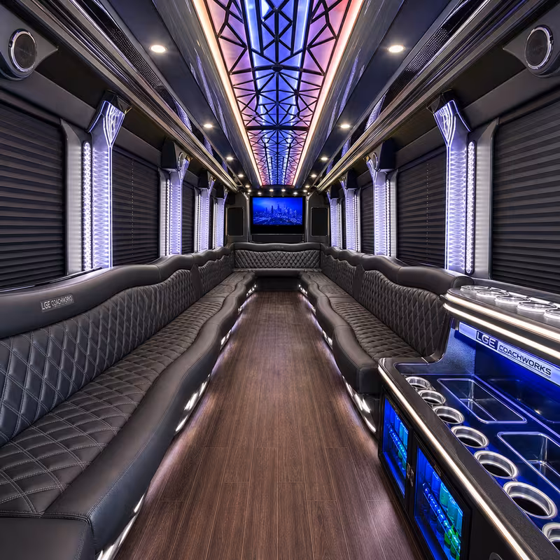 50 Passenger Party Bus Interior