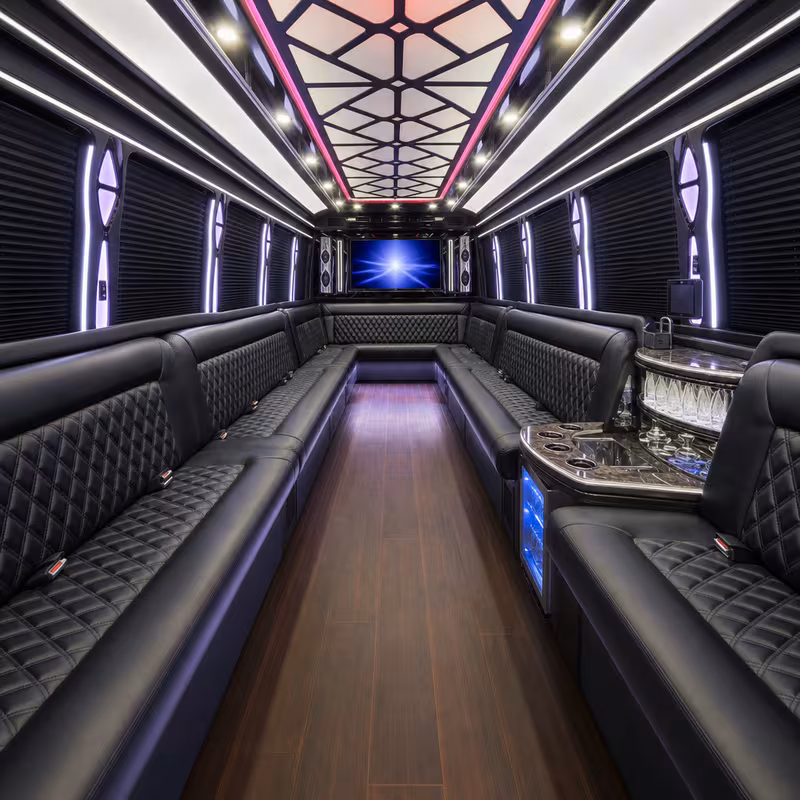 50 Passenger Party Bus Interior