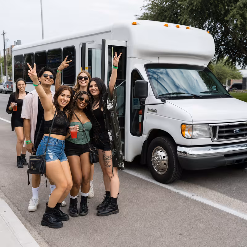 Black Mercedes Sprinter van staged for an Las Vegas Concert Transportation group