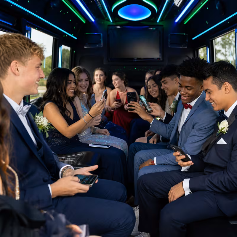 Black Mercedes Sprinter van staged for an Las Vegas Prom & Homecoming Transportation group