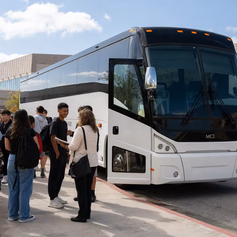 Black Mercedes Sprinter van staged for an Las Vegas School Transportation group